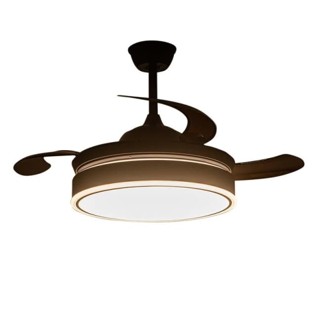 Kabinet UK Modern Round Ceiling Fan with Light & Remote Brown Black unisex One size