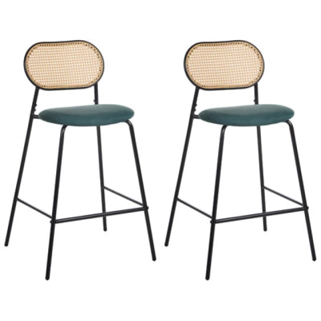Beliani Set Of 2 Bar Chairs Adaver Black