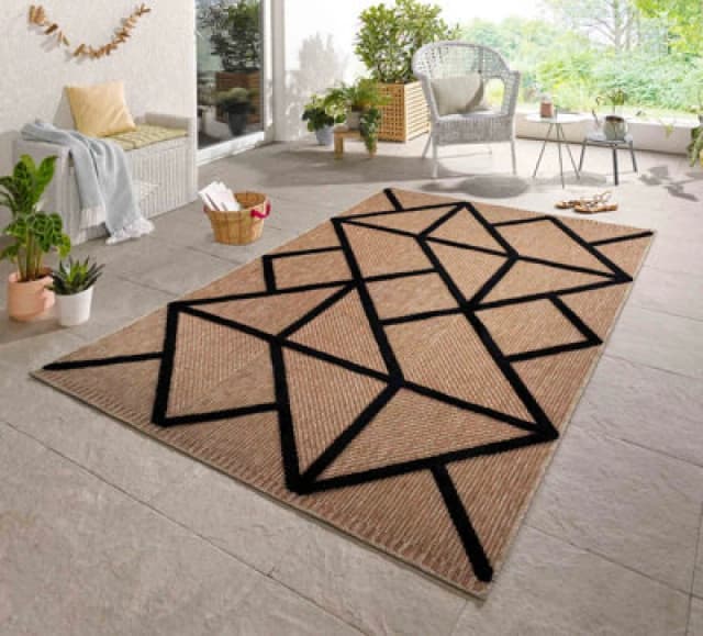 Harper Prism Pattern Water Resistant Indoor Area Rugs Black 50X80 Cm