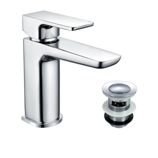 Nes Home Finn Basin Mono Mixer Tap & Waste Chrome Silver