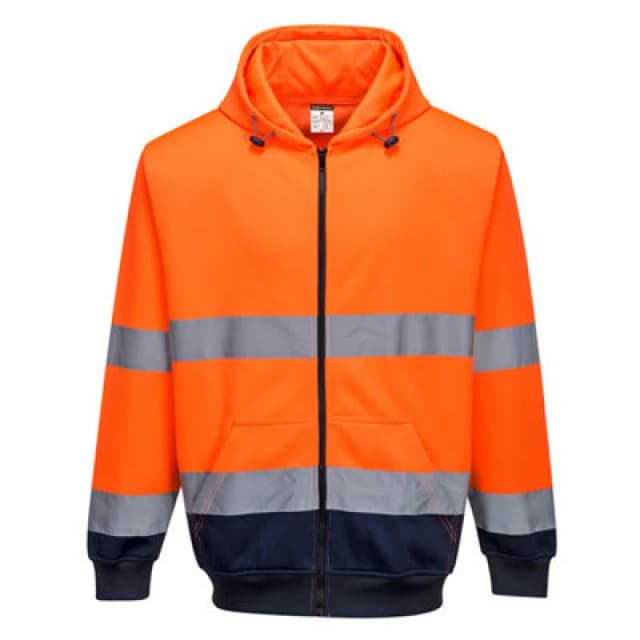 Portwest Hi Vis Contrast Zipped Hoodie B317ONRL Colour: Orange / Navy