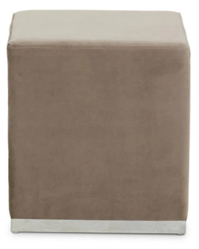 Premier Housewares Interiors By Premier Mink And Silver Square Footstool, Velvet Ottoman Footstool With Silver Base, Pouffe Footstool For Home