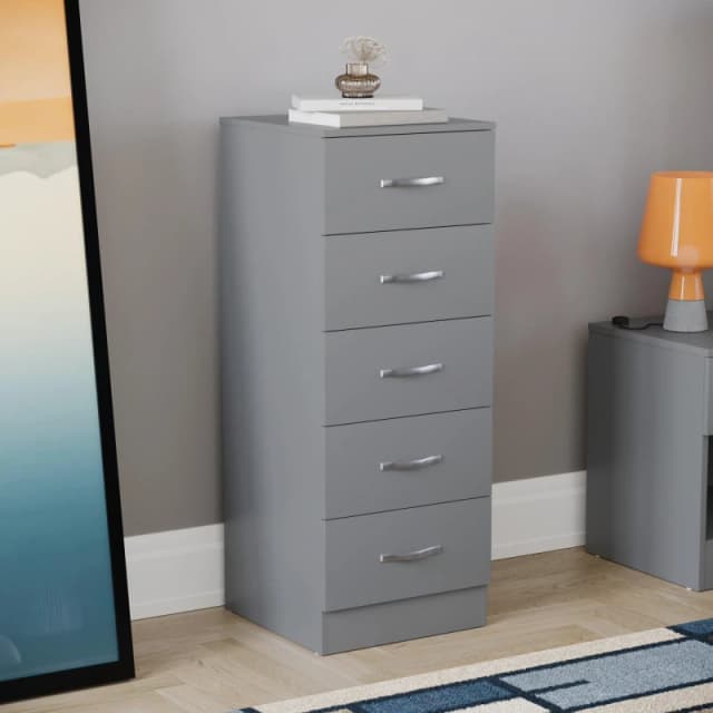 Lassic Vida Designs Riano 5 Drawer Narrow Chest Grey unisex 5 Drawer