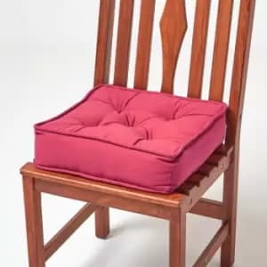 Claret Red Cotton Dining Chair Booster Cushion - Red - Homescapes