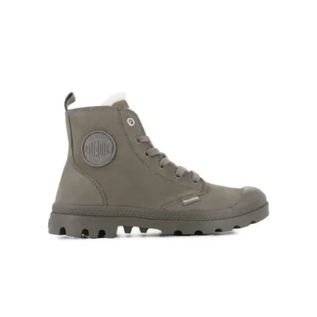 Palladium Pampa Hi Zip High Top Trainers in Leather with Faux Fur Lining grey Women 37 (4);38 (5);39 (5.5 to 6);41 (7)