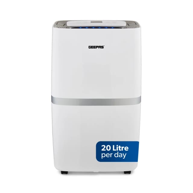 Geepas 20L Dehumidifier with Laundry Mode 5.5L Tank 24hr Timer in White White Unisex