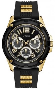 Guess Mens Delta Black Rubber Strap Black Dial Watch
