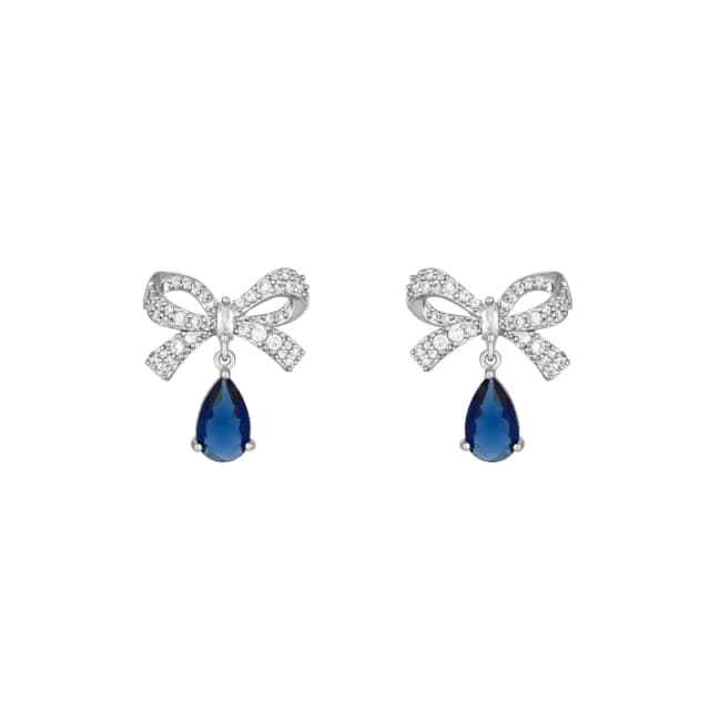 Jon Richard Rhodium Plate Cubic Zirconia Bow And Blue Peardrop Jewellery Sets One Size Silver 70551011000