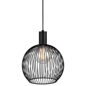 Aver 30cm Wire Frame Pendant Ceiling Light Black, E27