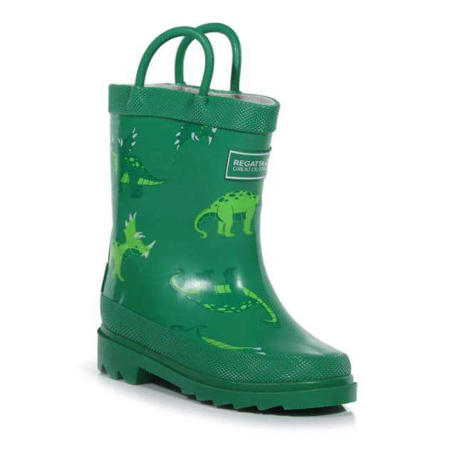 Regatta Boys Puddleduck Welly Printed Full Rubber Wellington Boots UK Size 12 (EU 31) Jelly Bean Dino RKF451-RPA-12
