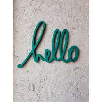 Hello - Green Green Decorative Wooden Wall Accessory