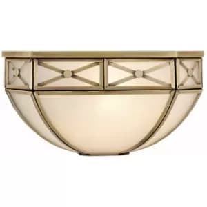 Luxury Traditional Half Bowl Wall Light Antique Brass & Frosted Glass Shade