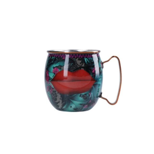 Mikasa Sarah Arnett Stainless Steel Moscow Mule Mug, 450ml Lips Dark Green