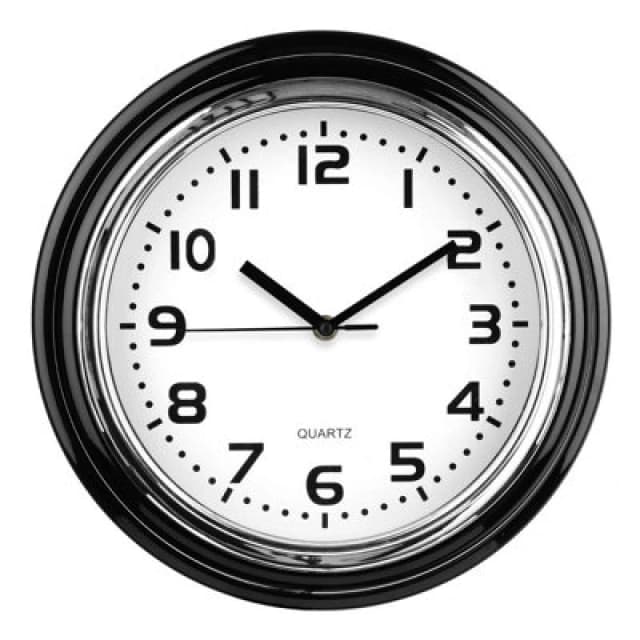 Premier Housewares Interiors by Premier Chrome Finish Plastic Wall Clock Black
