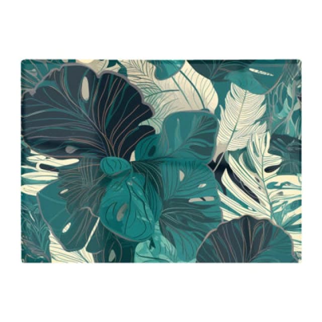 Warren Reed Designer Tropical Green Leaves Glass Chopping Board