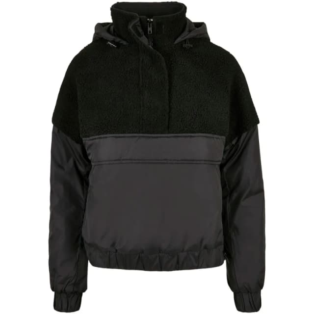 Urban Classics Womens fleece Urban Classics sherpa mix pull over Noir Female L