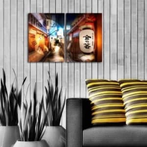 2P3040CS-160 Multicolor Decorative Canvas Wall Clock (2 Pieces)