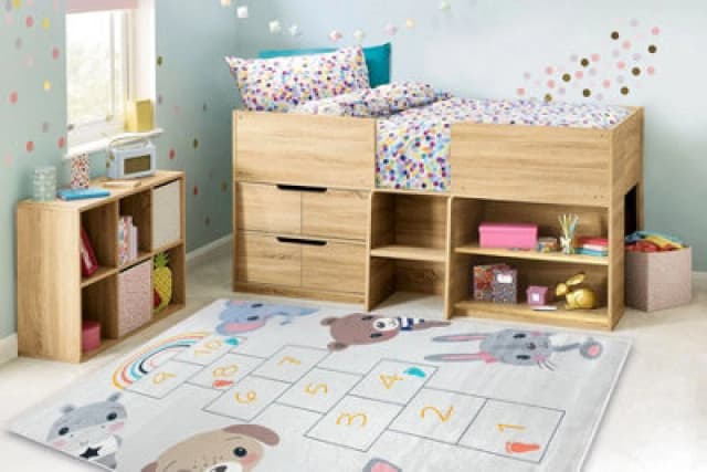 RugsX Bambino 43092 Washing Carpet Animals, Hopscotch For Children Anti Slip - Grey / Ye 80X150 Cm