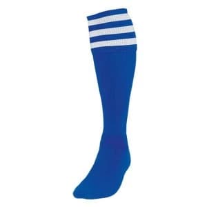 Precision 3 Stripe Football Socks Royal/White - UK Size 3-6