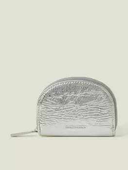 Accessorize Metallic Crescent Coin Purse, Silver, Women