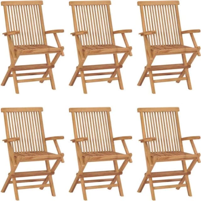 VIDAXL Folding Garden Chairs 6 pcs Solid Teak Wood Vidaxl 8720286818930