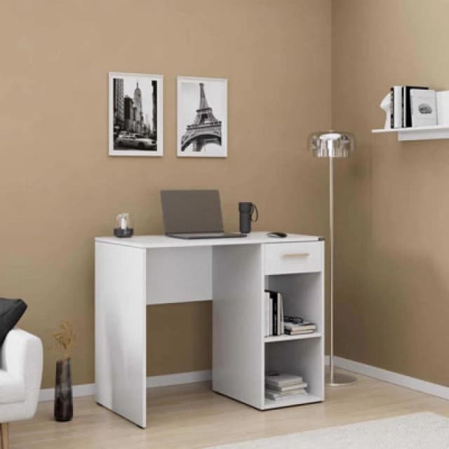 FWStyle FWStyle 1 Drawer 2 Shelf Home Office Study Desk Matt White White One Size Unisex 5056413130792