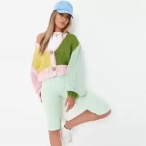 Missguided Rib Longline Cycling Shorts - Green