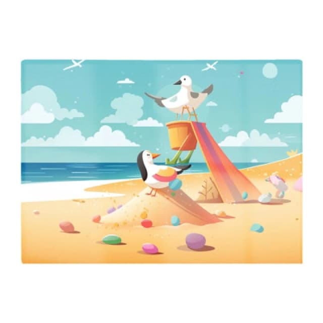 Warren Reed Designer Seagulls On A Beach Holiday Glass Chopping Board