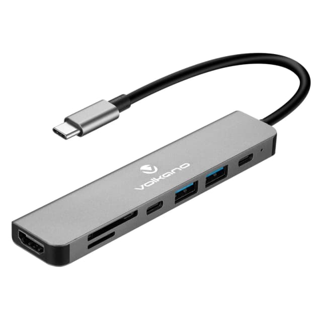 Volkano Expand Series 7-in-1 Type-C Hub 60W PD Grey unisex One Size