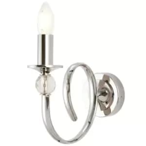 Luxury Traditional Curved Arm Wall Light Bright Nickel & Crystal Dimmable Candle