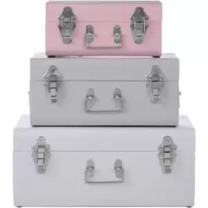 Premier Housewares - Set of 3 Assorted Colors Storage Trunks