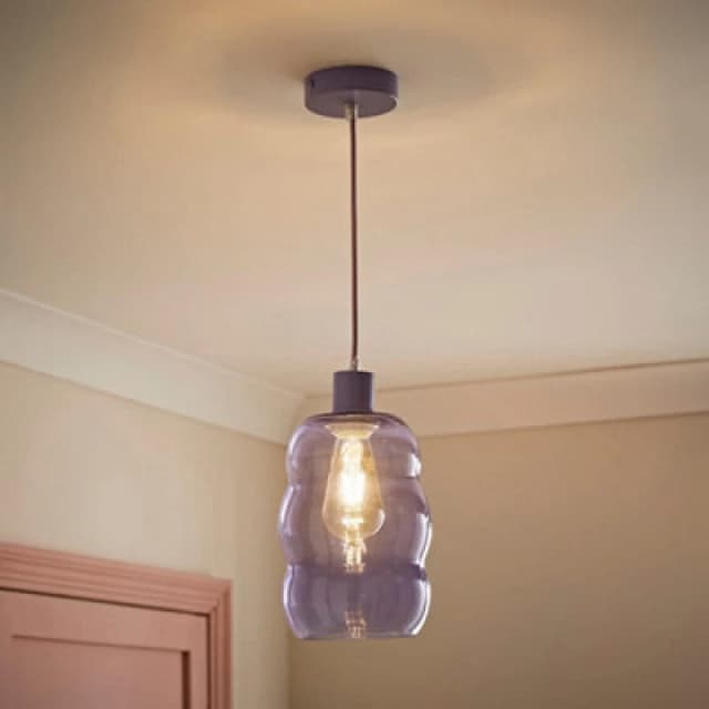 ValueLights ValueLights Lolly Lilac Glass Bubble Pendant Ceiling Light Lilac One Size Unisex 5016529274797