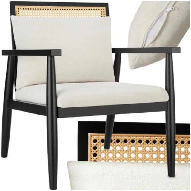 Tectake 1 Armchair Manuela - Thickly Padded, With Extra Back Cushions - White