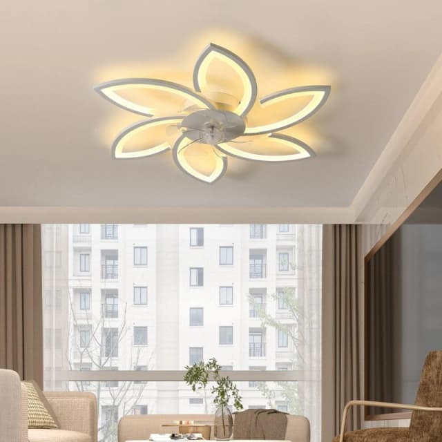 Kabinet UK Modern Flower Shape Ceiling Fan with Light Fans One size White 42369801000