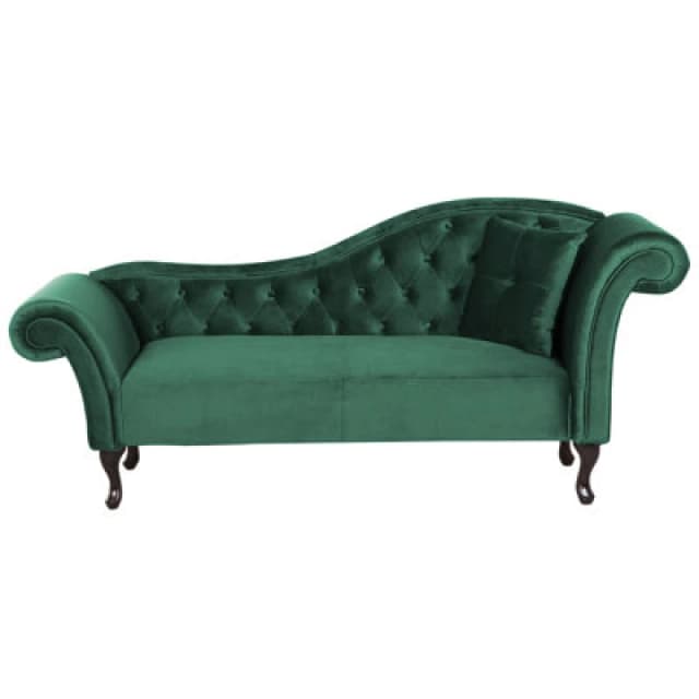 Beliani Right-Hand Chaise Lounge Lattes Velvet Dark Green