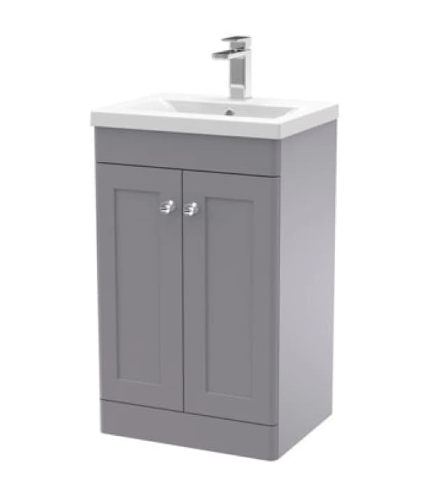 nuie 500mm Floor Standing 2 Door Vanity & Basin 1 - Satin Grey CLC223D