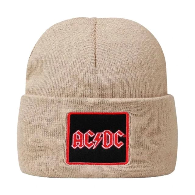 Amplified Mens AC DC Logo Beanie in Khaki Khaki Male One Size