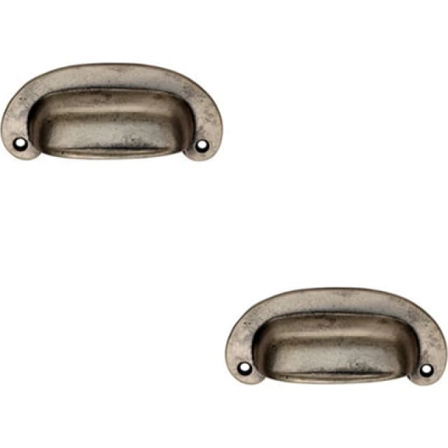 Loops 2x Oval Plate Cabinet Cup Handle 106 x 44.5mm 87mm Fixing Centres Pewter Multi unisex