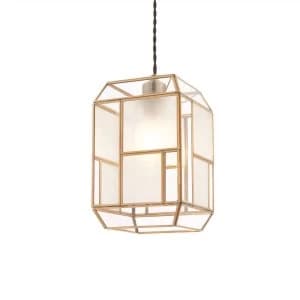 1 Light Pendant Solid Brass With, Frosted Glass, E27
