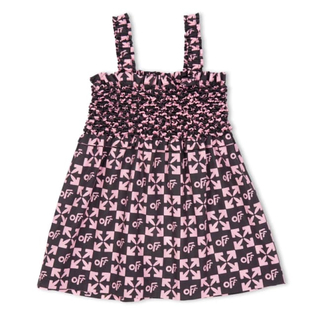 Off White Kids Smock Dress Black/Pink female 12Y