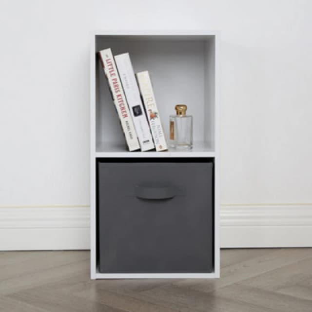 Jane - 2X1 White Bookcase With Baskets