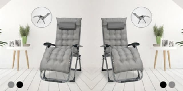 Smart Living Zero Gravity Reclining Chair With Cushion & Pillow - Grey X 2