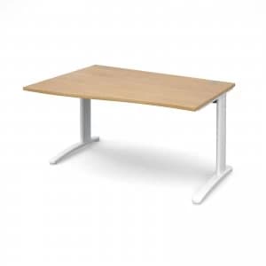 TR10 Left Hand Wave Desk 1400mm - White Frame Oak Top