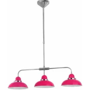 Premier Housewares - Pendant Hot Pink and Chrome 3 Light Pendant