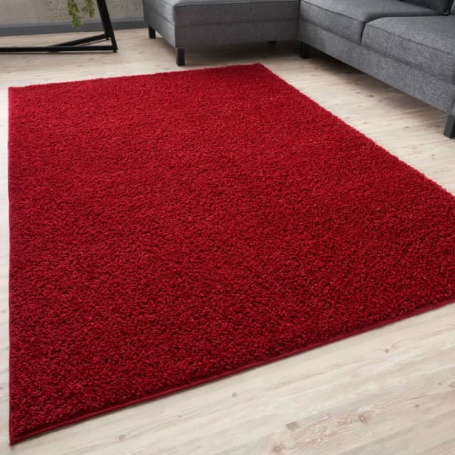 THE RUGS Shaggy Rugs Red Living Room Rug - Soft Fluffy Thick Carpet For Bedrooms & Kitchen Easy To Clean Home Decor Rugs Size: 80cm x 300cm Red Un