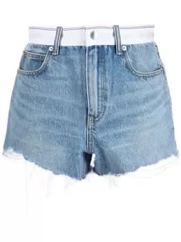 ALEXANDER WANG WOMEN Logo High Rise Bite Shorts Blue