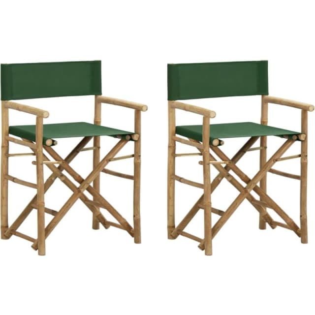 VIDAXL Folding Director's Chairs 2 pcs Green Bamboo and Fabric Vidaxl 8720286135419