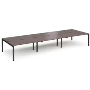 Bench Desk 6 Person Rectangular Desks 4800mm Walnut Tops With Black Frames 1600mm Depth Adapt