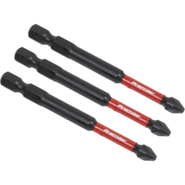 Loops 3 Piece 75mm Pozi Head #2 Impact Power Tool Bit Set - S2 Steel Drill Bits Metallics