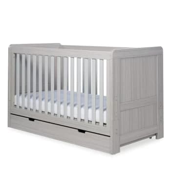 Ickle Bubba Pembrey Cot Bed and Under Drawer - Ash Grey